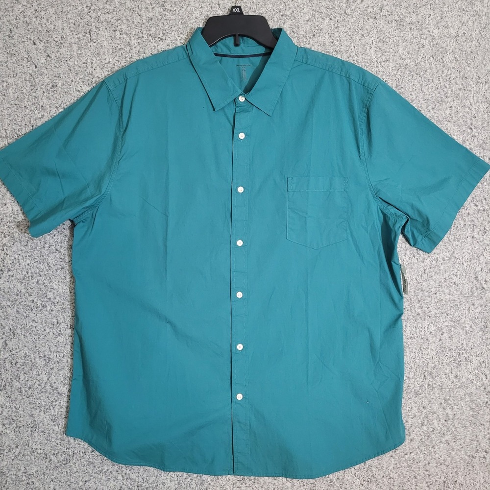 Amazon Essentials Mens‎ Slim Fit Short Sleeve Poplin Shirt Teal XXL New